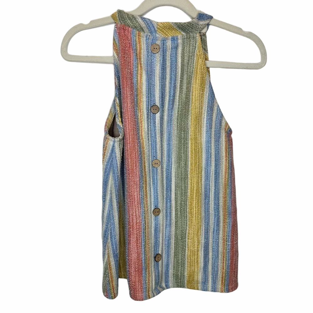NWT W5 Striped Button Back Halter Tank Top, Size Small